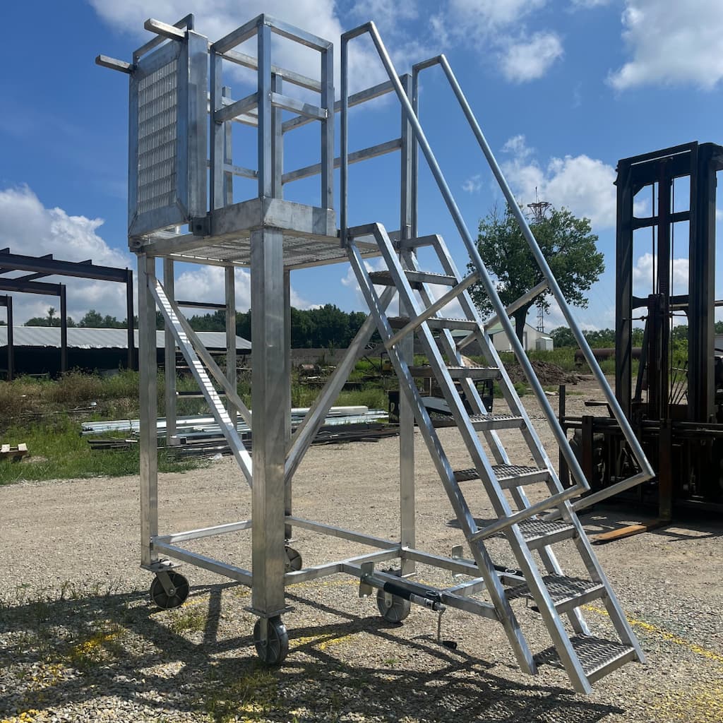 Custom fabricated metal work platform built by WiseCo Welding & Machine in Sedalia, Missouri.